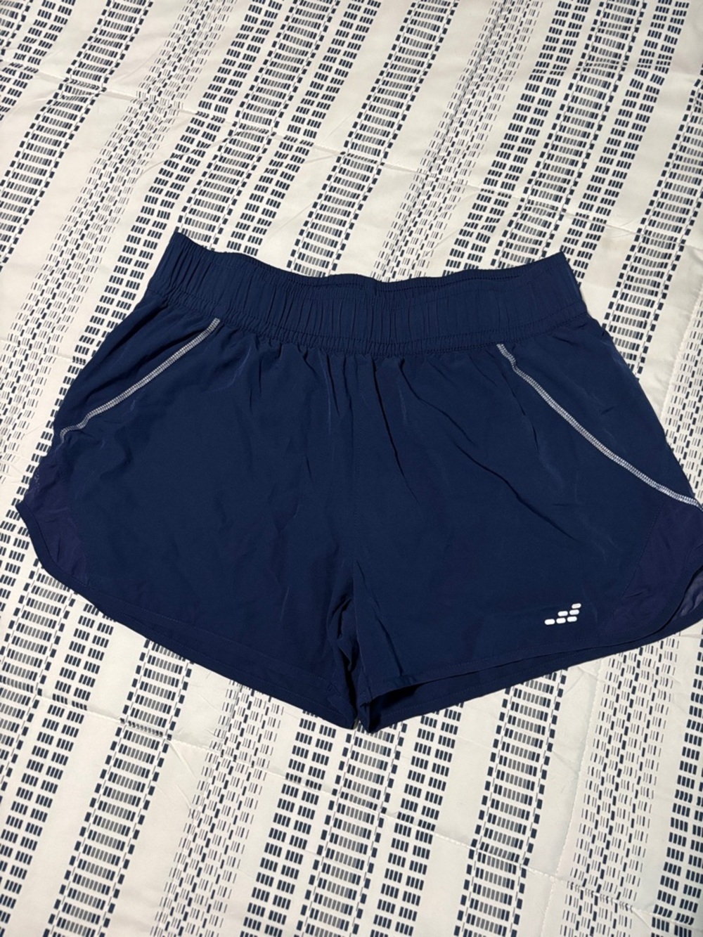 Women's Navy Athletic Shorts with Reflective Trim